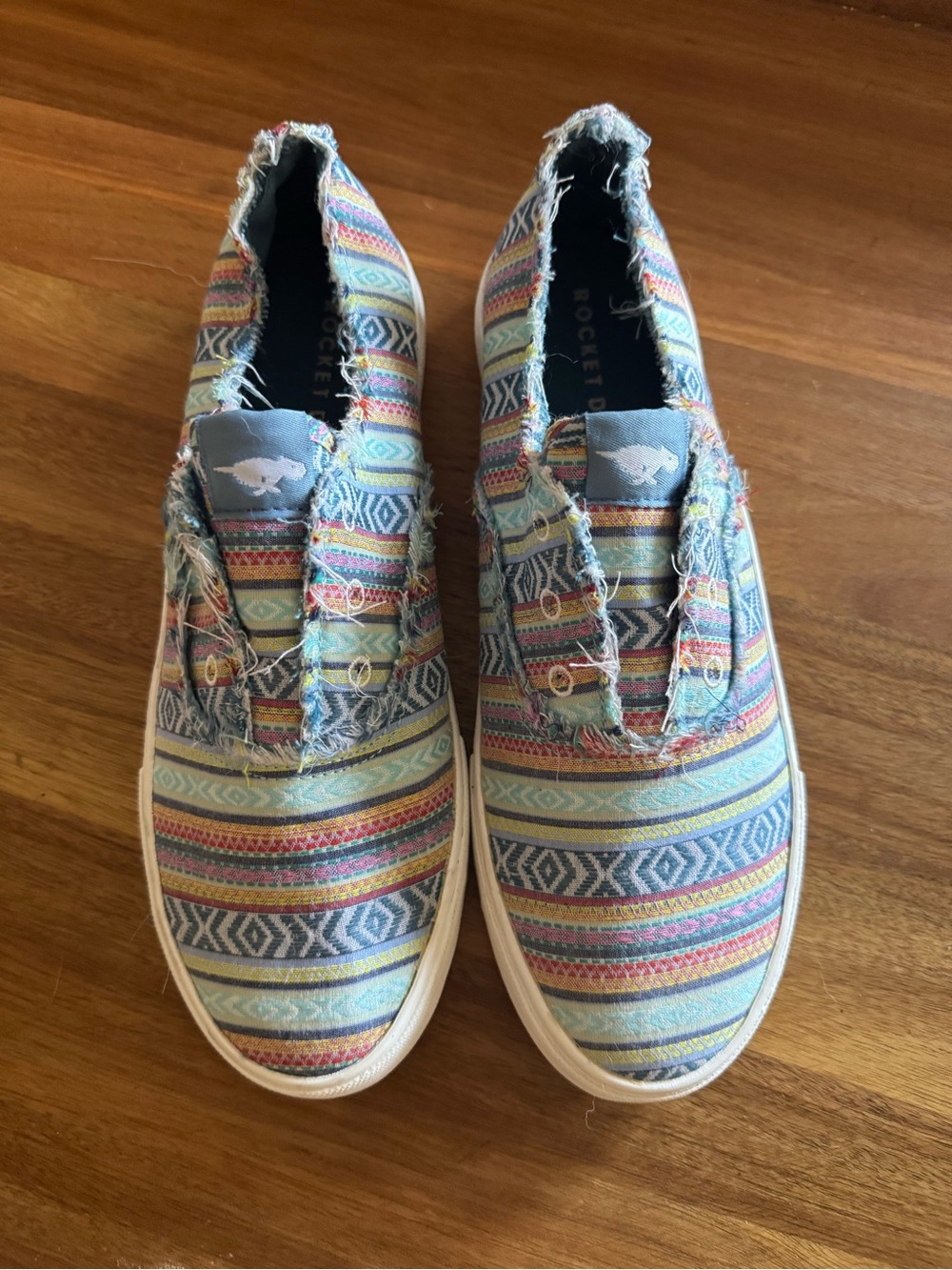 Rocket Dog Multicolor Aztec Stripe Slip-On Sneakers - Blue, Pink, Yellow, Cream